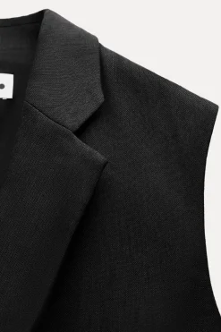 New CHALECO LARGO CON LINO ZW COLLECTION Mujer Blazers / Chalecos