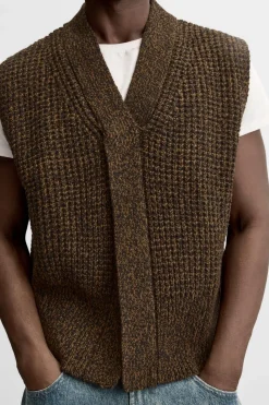 New CHALECO PUNTO 100% LANA Hombre Jerséis / Chaquetas