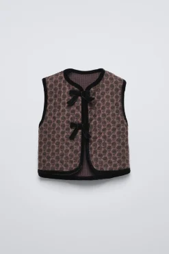 Niños ZARA 1½ - 6 Años·Punto<CHALECO PUNTO COMBINADO FLORES