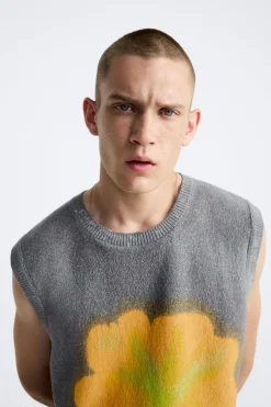 Sale CHALECO PUNTO ESTAMPADO SPRAY Hombre Jerséis / Chaquetas