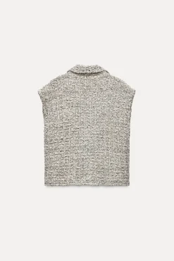 Fashion CHALECO PUNTO ESTRUCTURA HILO METALIZADO Mujer Cárdigan / Jerséis|Punto