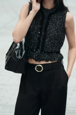 Clearance CHALECO PUNTO FLECOS LENTEJUELAS Mujer Cárdigan / Jerséis|Punto