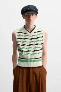 Fashion CHALECO PUNTO RAYAS X HARRY LAMBERT Hombre Jerséis / Chaquetas