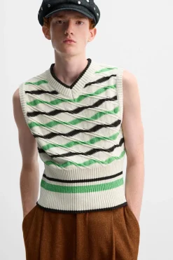 Fashion CHALECO PUNTO RAYAS X HARRY LAMBERT Hombre Jerséis / Chaquetas