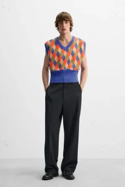 Fashion CHALECO PUNTO ROMBOS X HARRY LAMBERT Hombre Jerséis / Chaquetas