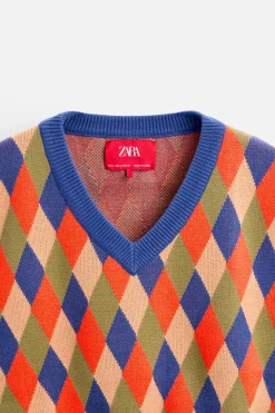 Fashion CHALECO PUNTO ROMBOS X HARRY LAMBERT Hombre Jerséis / Chaquetas