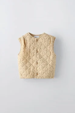 Niños ZARA 0 - 6 Meses·Sacos / Buzos|6 - 18 Meses·Abrigos / Buzos<CHALECO TEXTURA FLORES