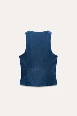 Best CHALECO Z1975 DENIM BOTÓN FORRADO Mujer Tops / Bodies