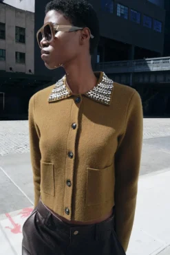 Online CHAQUETA 100% LANA SOLAPA JOYAS Mujer Cárdigan / Jerséis|Punto