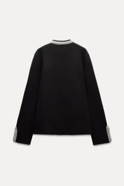 Hot CHAQUETA ABALORIOS 100% LANA Mujer Cárdigan / Jerséis|Punto