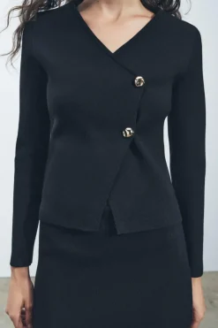 New CHAQUETA ASIMÉTRICA PUNTO Mujer Cárdigan / Jerséis|Punto