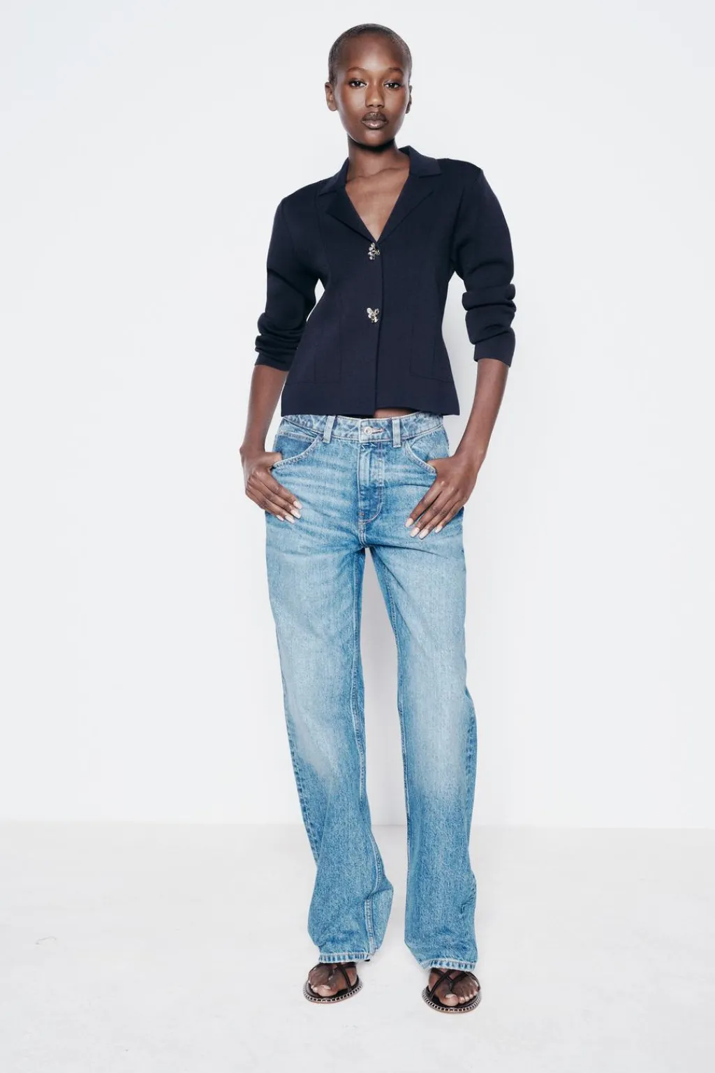 Outlet CHAQUETA BLAZER PUNTO BOTÓN FLOR Mujer Blazers / Chalecos|Cárdigan / Jerséis