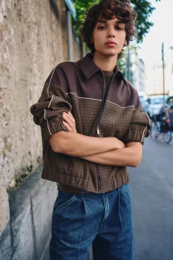 Hot CHAQUETA BOMBER COMBINADA CUADROS Mujer Chaquetas / Cazadoras