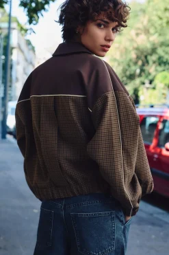 Hot CHAQUETA BOMBER COMBINADA CUADROS Mujer Chaquetas / Cazadoras