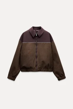 Hot CHAQUETA BOMBER COMBINADA CUADROS Mujer Chaquetas / Cazadoras