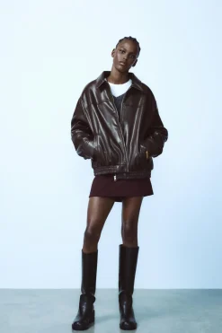 Outlet CHAQUETA BOMBER EFECTO PIEL Mujer Chaquetas / Cazadoras