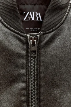 Hot CHAQUETA BOMBER OVERSIZE EFECTO PIEL DESGASTADA Mujer Chaquetas / Cazadoras