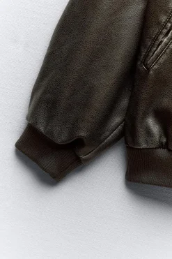 Hot CHAQUETA BOMBER OVERSIZE EFECTO PIEL DESGASTADA Mujer Chaquetas / Cazadoras