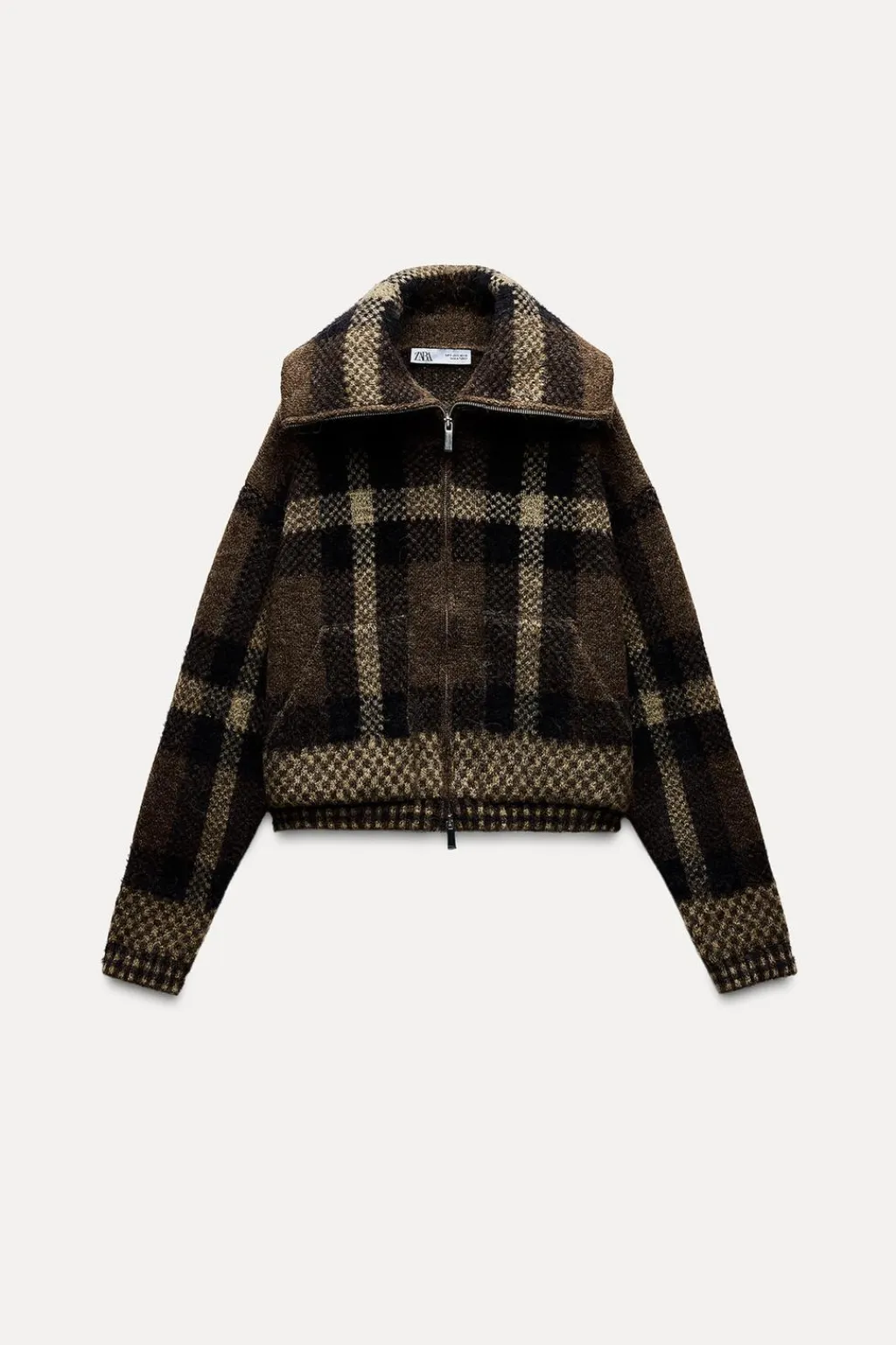 New CHAQUETA BOMBER PUNTO CUADROS Mujer Cárdigan / Jerséis|Punto