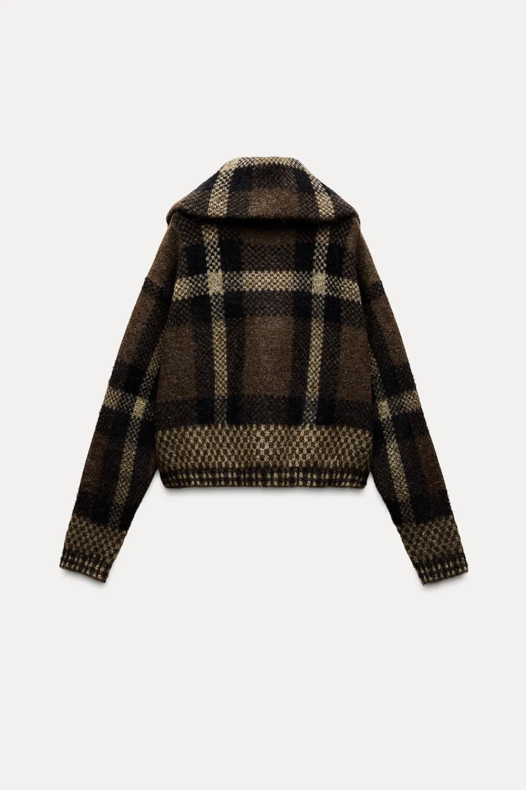 New CHAQUETA BOMBER PUNTO CUADROS Mujer Cárdigan / Jerséis|Punto