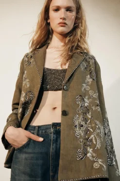 Clearance CHAQUETA BORDADOS CONTRASTE ZW COLLECTION Mujer Chaquetas / Cazadoras