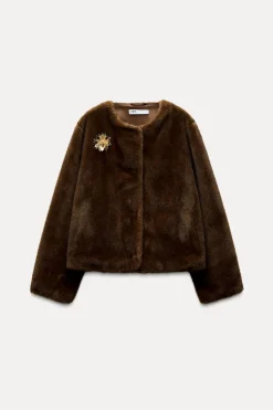 Best CHAQUETA BROCHE EFECTO PELO Mujer Cárdigan / Jerséis|Punto