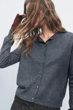 Fashion CHAQUETA BÁSICA CON LANA Mujer Cárdigan / Jerséis|Punto