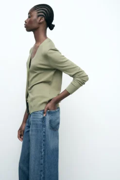 Outlet CHAQUETA BÁSICA PUNTO LISO Mujer Cárdigan / Jerséis|Punto