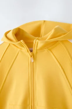 Niños ZARA 6 - 14 Años·Sudaderas|6 - 14 Años·Total Look<CHAQUETA CAPUCHA BANDAS CONTRASTE CROP FIT