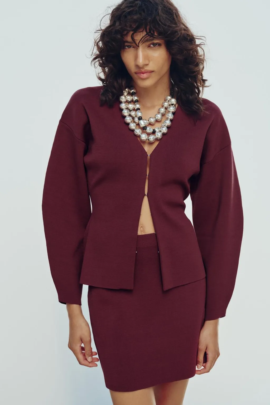 New CHAQUETA CINTURA ENTALLADA PUNTO LISO Mujer Cárdigan / Jerséis|Punto