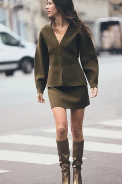 Best CHAQUETA CINTURA ENTALLADA PUNTO LISO Mujer Cárdigan / Jerséis|Punto