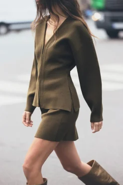 Best CHAQUETA CINTURA ENTALLADA PUNTO LISO Mujer Cárdigan / Jerséis|Punto