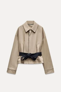 Fashion CHAQUETA CINTURÓN CONTRASTE ZW COLLECTION Mujer Chaquetas / Cazadoras