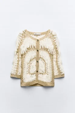 Clearance CHAQUETA COMBINADA CROCHET Mujer Cárdigan / Jerséis|Punto