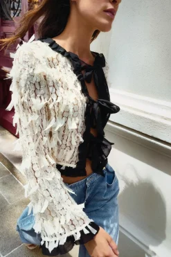 Sale CHAQUETA COMBINADA FLECOS Mujer Cárdigan / Jerséis|Punto