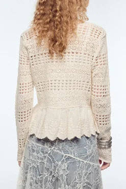 Hot CHAQUETA COMBINADA PUNTO POINTELLE Mujer Cárdigan / Jerséis|Punto