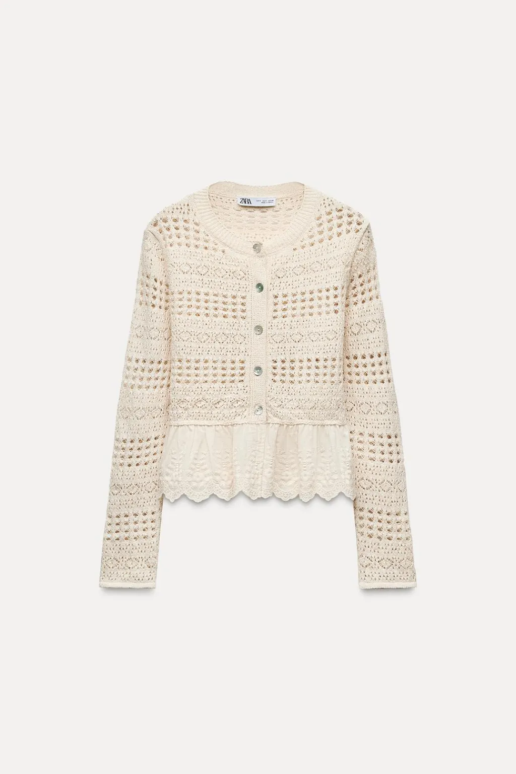 Hot CHAQUETA COMBINADA PUNTO POINTELLE Mujer Cárdigan / Jerséis|Punto