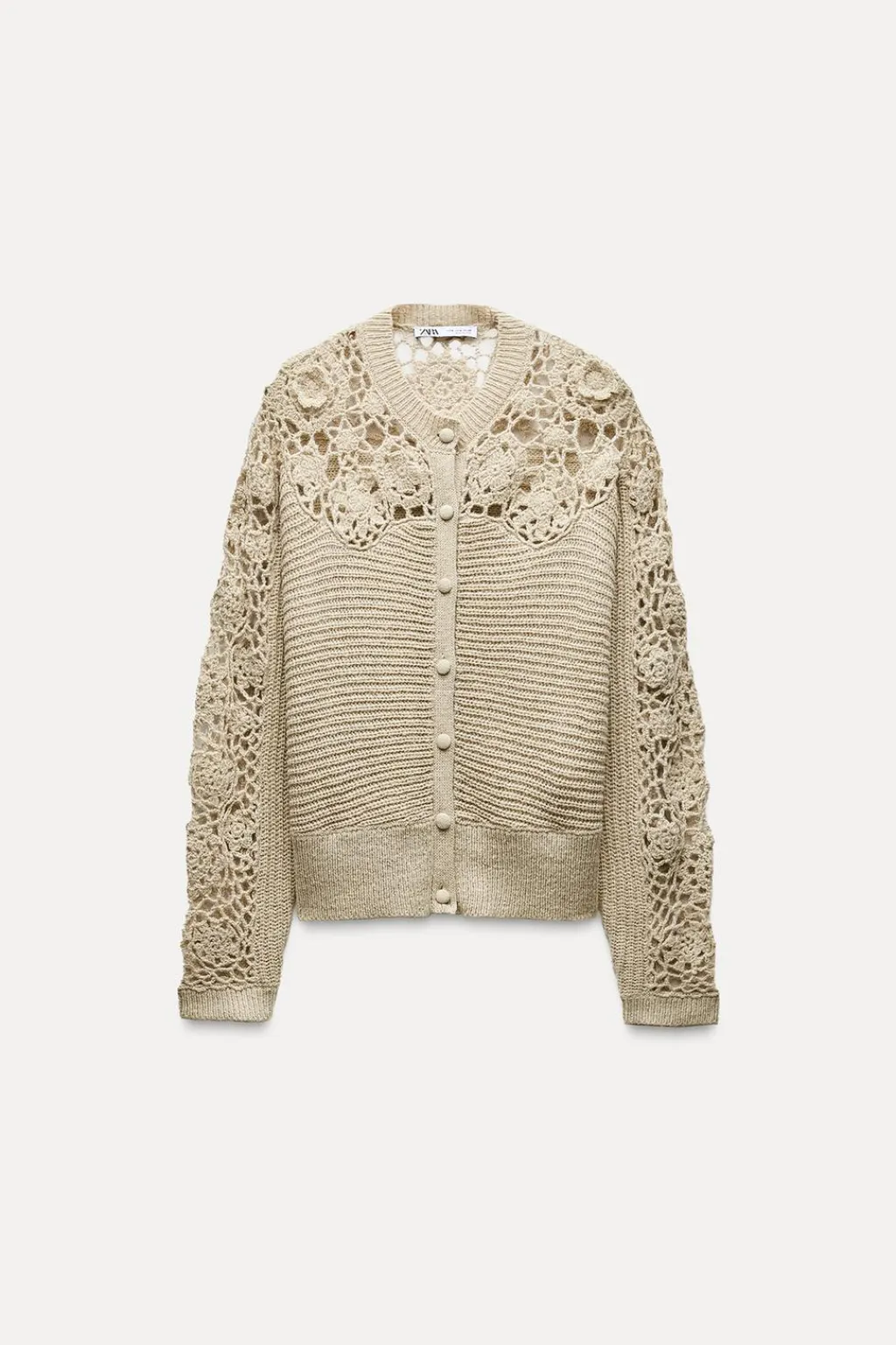 Hot CHAQUETA COMBINADA PUNTO CROCHET Mujer Cárdigan / Jerséis|Punto