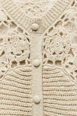 Hot CHAQUETA COMBINADA PUNTO CROCHET Mujer Cárdigan / Jerséis|Punto