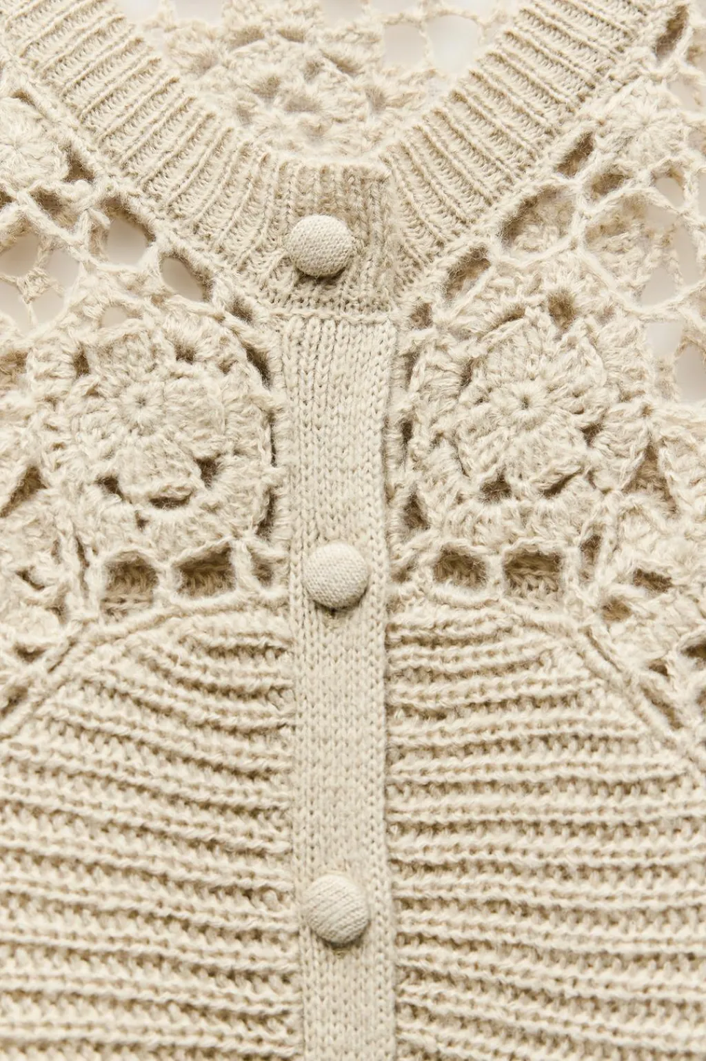 Hot CHAQUETA COMBINADA PUNTO CROCHET Mujer Cárdigan / Jerséis|Punto