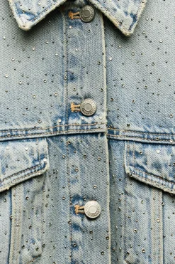 New CHAQUETA CROP DENIM TRF JOYAS Mujer Chaquetas / Cazadoras