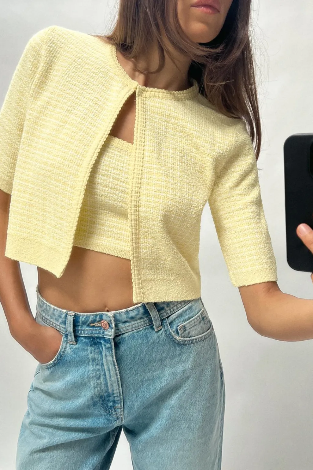 New CHAQUETA CROP PUNTO Mujer Cárdigan / Jerséis|Punto