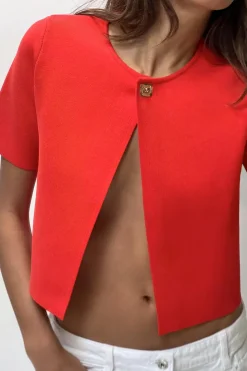 New CHAQUETA CROP PUNTO LISO Mujer Cárdigan / Jerséis|Punto