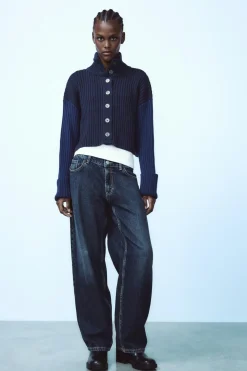 Hot CHAQUETA CROP PUNTO RIB Mujer Cárdigan / Jerséis|Punto