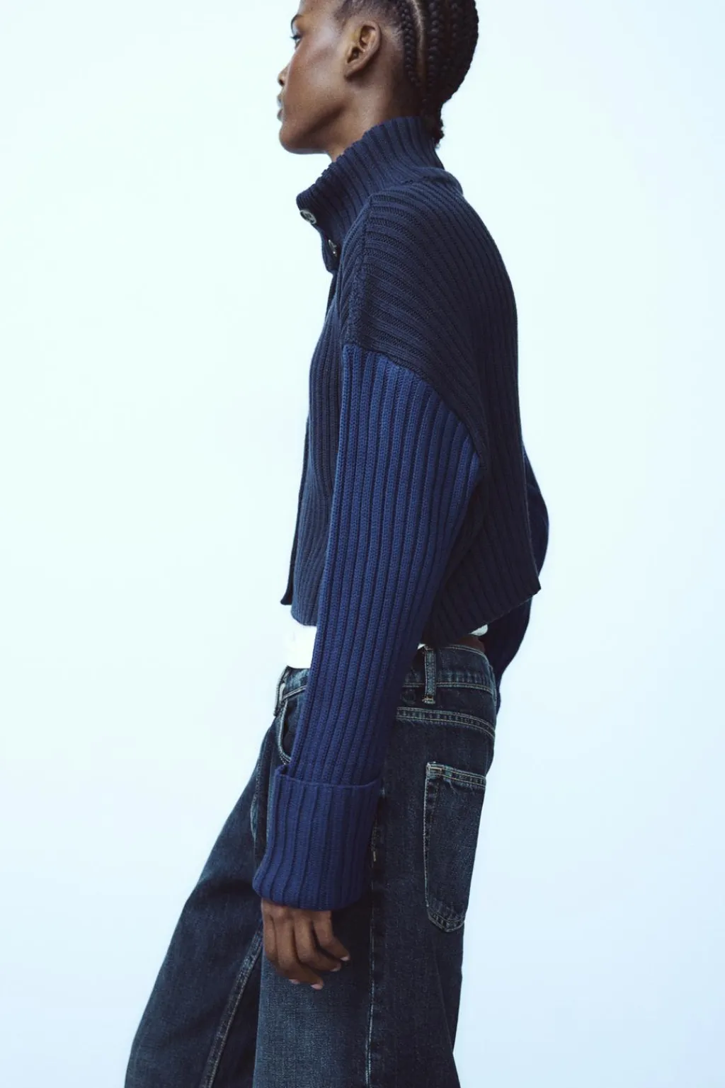 Hot CHAQUETA CROP PUNTO RIB Mujer Cárdigan / Jerséis|Punto