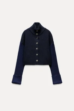 Hot CHAQUETA CROP PUNTO RIB Mujer Cárdigan / Jerséis|Punto