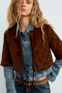 Fashion CHAQUETA CROP TACTO SUAVE Mujer Chaquetas / Cazadoras