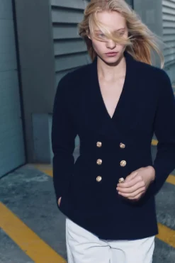 Clearance CHAQUETA CRUZADA 100% LANA Mujer Cárdigan / Jerséis|Punto