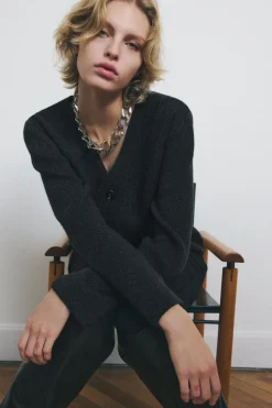 Sale CHAQUETA CUT OUT CON LANA Mujer Cárdigan / Jerséis|Punto