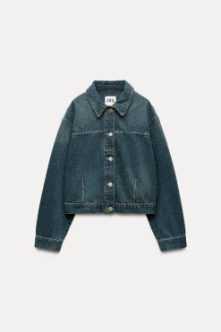 Online CHAQUETA DENIM TRF STRASS Mujer Chaquetas / Cazadoras